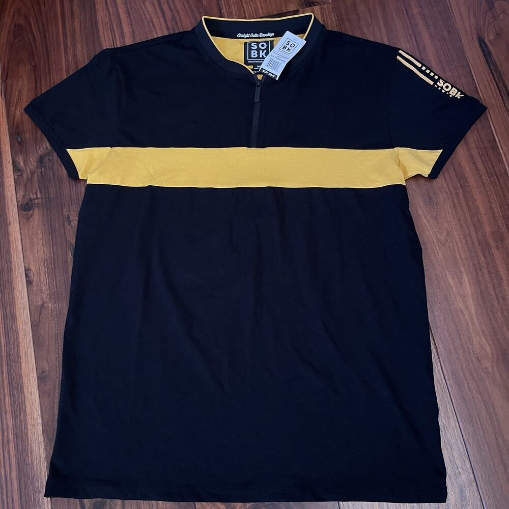 SOBK Straight Outta Brooklyn S/S 1/4 Zip Top T-Shirt Black / Yellow Size M
